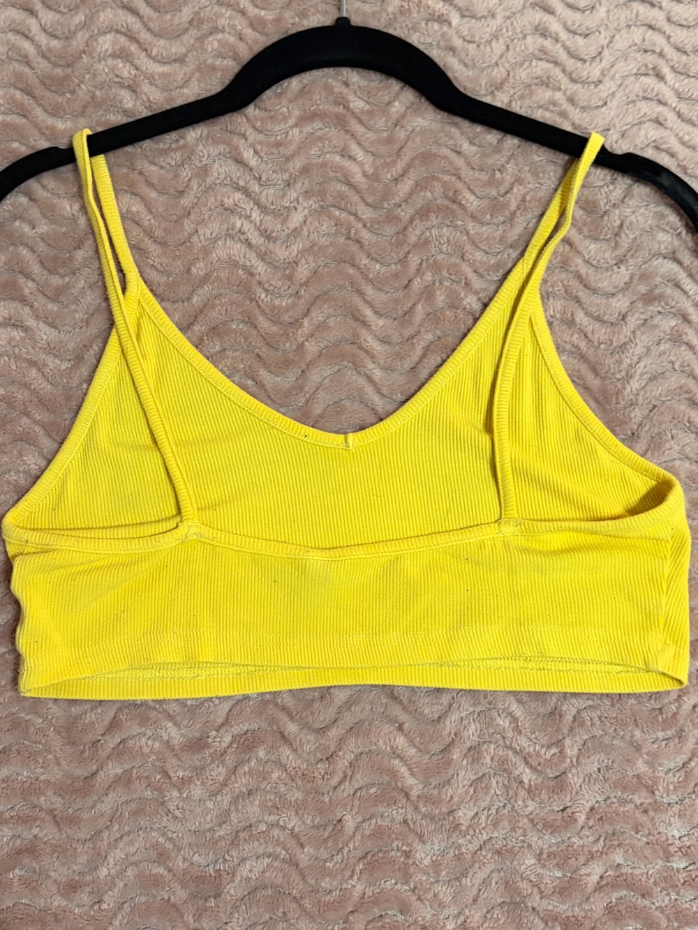 SHEIN Yellow Ribbed V-Neck Crop Top - Picture 2 of 7